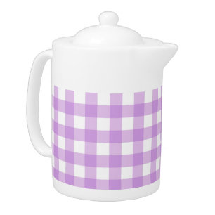 Classic Gingham Check Plaid Pattern Lilac   Teapot