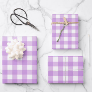 Classic Gingham Check Plaid Pattern Lilac    Wrapping Paper Sheets