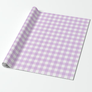 Classic Gingham Check Plaid Pattern Pastel Lilac Wrapping Paper