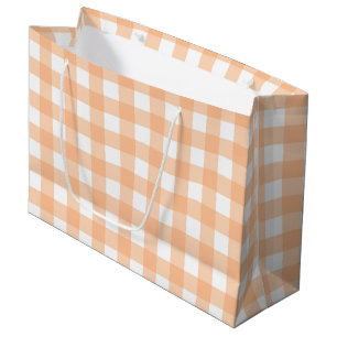 Classic Gingham Check Plaid Pattern Peach Large Gift Bag