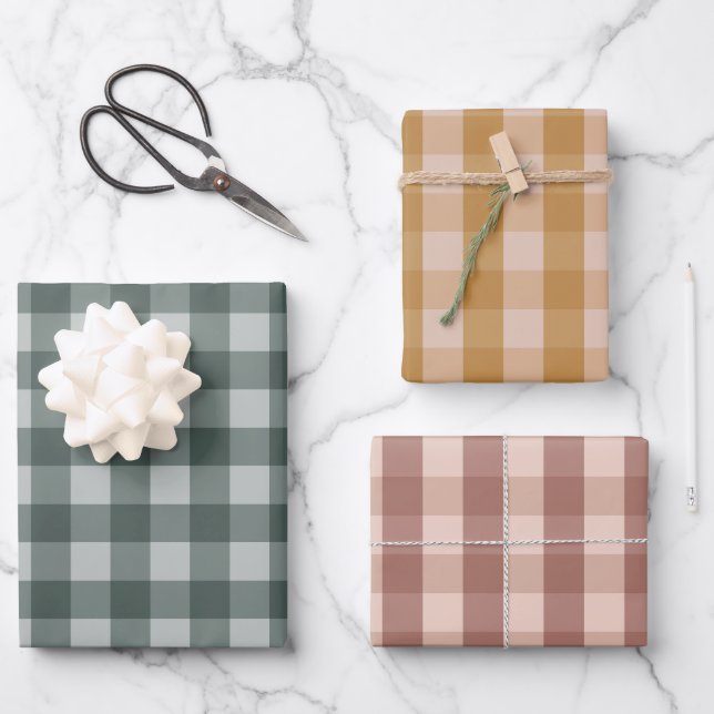 Classic Gingham Checkered Wrapping Paper Sheets (Front)