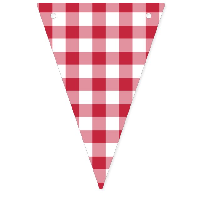 Classic Gingham Cherry Red Bunting Flags (First Flag)