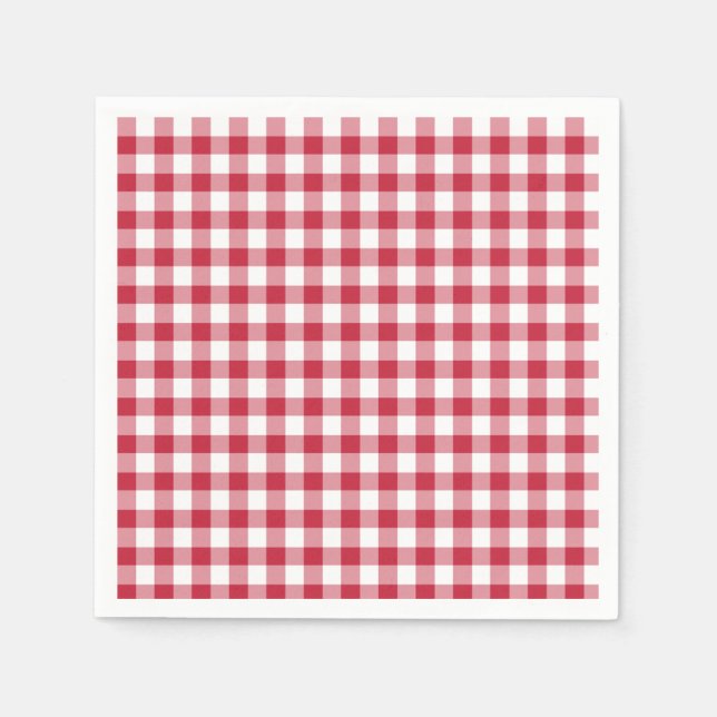 Classic Gingham Cherry Red Napkins (Front)
