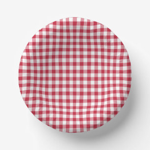 Classic Gingham Cherry Red Paper Bowls