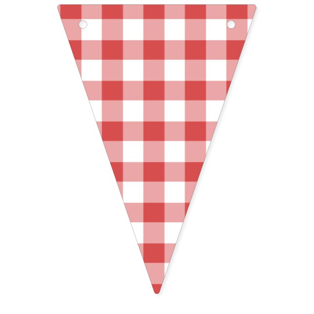 Classic Gingham Coral Red Bunting Flags (First Flag)