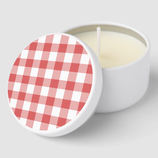 Classic Gingham Coral Red Mini Candle Favors