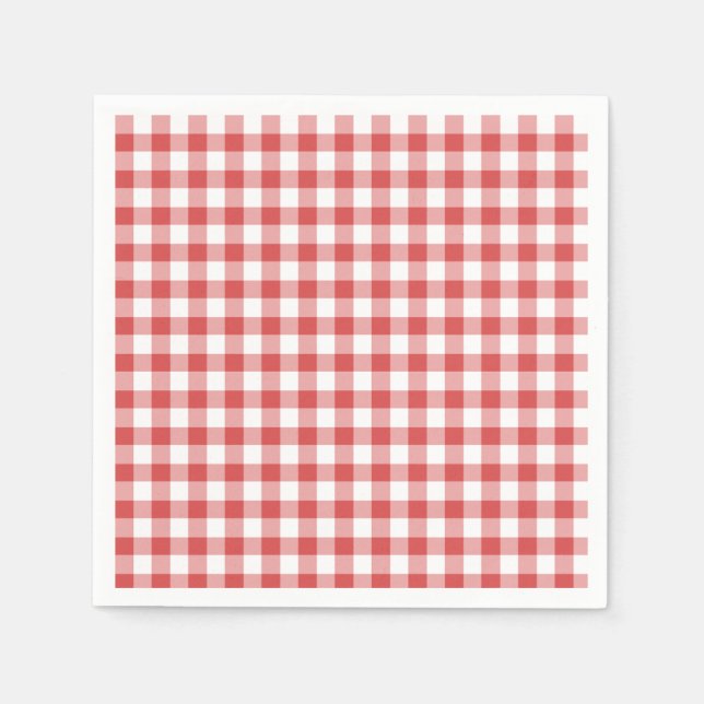 Classic Gingham Coral Red Napkins (Front)