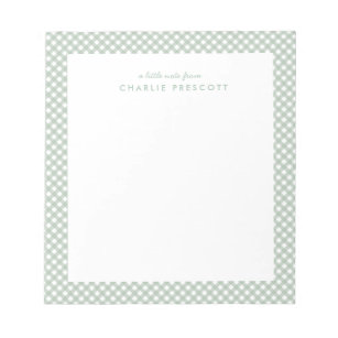 Classic gingham cute simple green personalized notepad