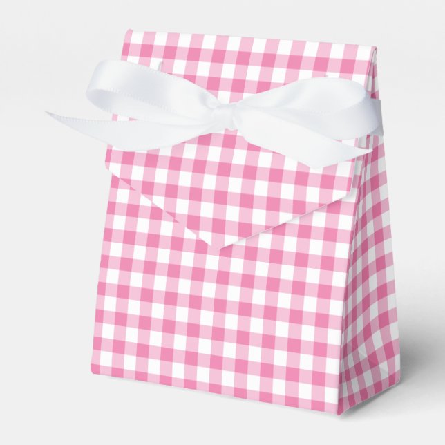 Classic Gingham Fuchsia Favor Boxes (Front Side)