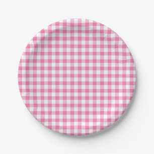 Classic Gingham Fuchsia Paper Plates