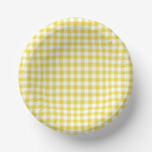 Classic Gingham Golden Yellow Paper Bowls