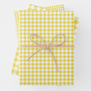 Classic Gingham Golden Yellow Wrapping Paper Sheets