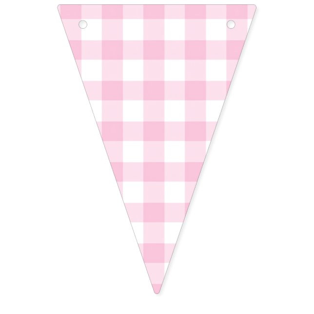 Classic Gingham Light Pink Bunting Flags (First Flag)