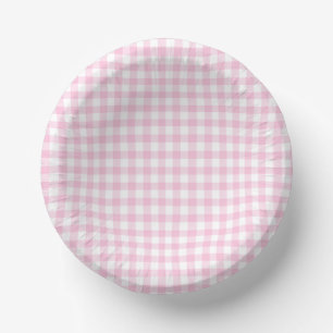 Classic Gingham Light Pink Paper Bowls