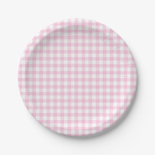 Classic Gingham Light Pink Paper Plates