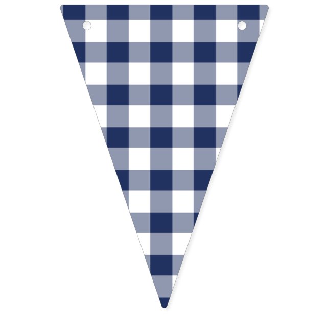 Classic Gingham Navy Blue Bunting Flags (First Flag)