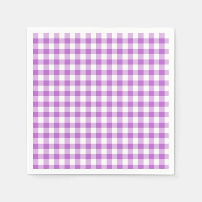 Classic Gingham Orchid Purple Napkins (Front)