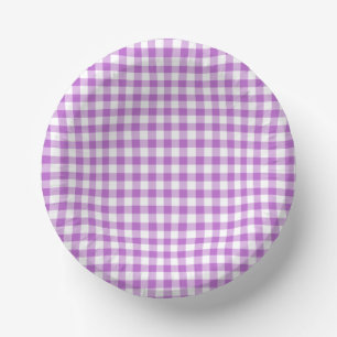 Classic Gingham Orchid Purple Paper Bowls