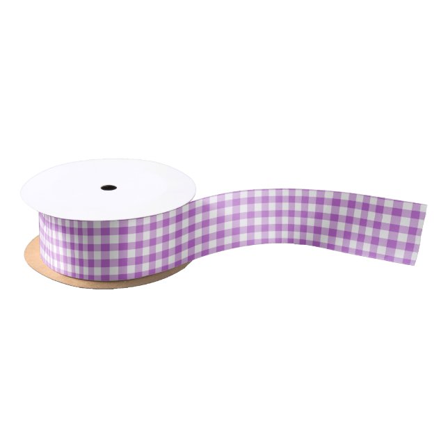 Classic Gingham Orchid Purple Satin Ribbon (Spool)