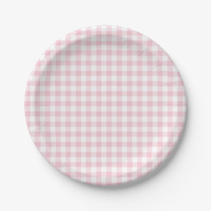 Classic Gingham Pink Paper Plates