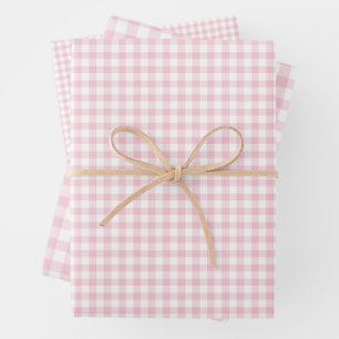 Classic Gingham Pink Wrapping Paper Sheets