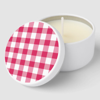 Classic Gingham Raspberry Red Mini Candle Favors