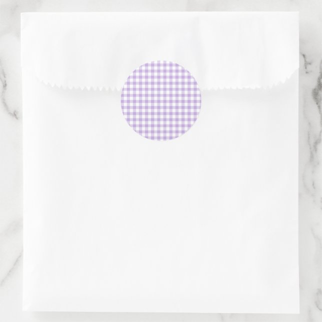 Classic Gingham Soft Lavender Classic Round Sticker (Bag)