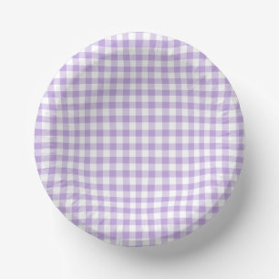 Classic Gingham Soft Lavender Paper Bowls