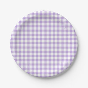 Classic Gingham Soft Lavender Paper Plates