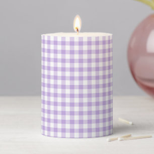 Classic Gingham Soft Lavender Pillar Candle