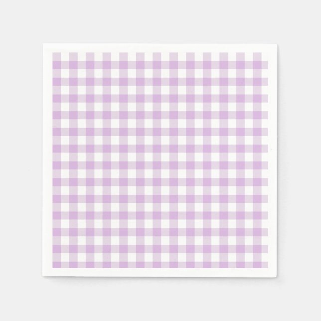 Classic Gingham Soft Lilac Napkins (Front)