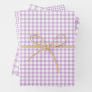 Classic Gingham Soft Lilac Wrapping Paper Sheets