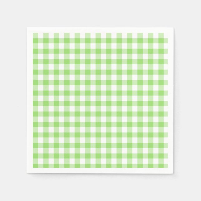 Classic Gingham Spring Green Napkins (Front)