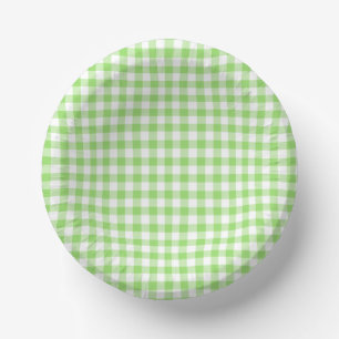Classic Gingham Spring Green Paper Bowls