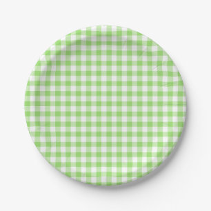 Classic Gingham Spring Green Paper Plates