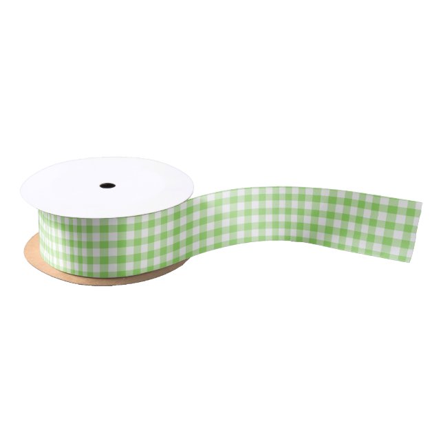 Classic Gingham Spring Green Satin Ribbon (Spool)