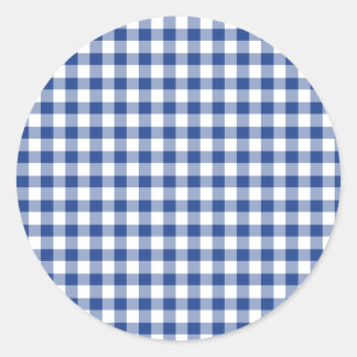 Classic Gingham True Blue Classic Round Sticker