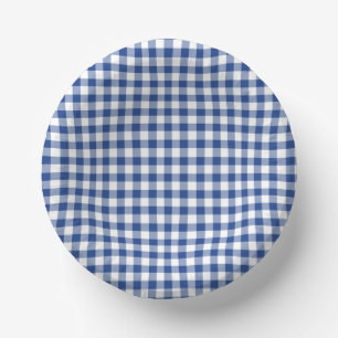 Classic Gingham True Blue Paper Bowls