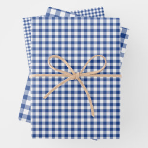 Classic Gingham True Blue Wrapping Paper Sheets