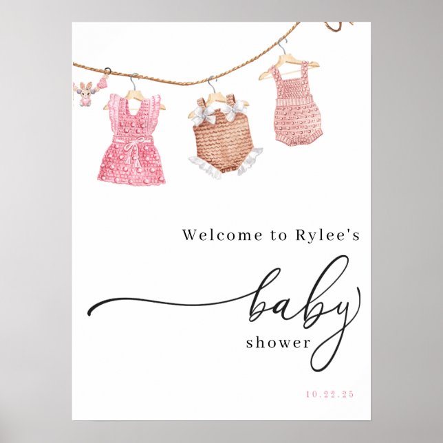 Classic Girl Baby Shower Welcome Sign (Front)