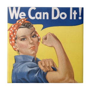 Classic Girl Power Empowerment Pop Art Print Ceramic Tile
