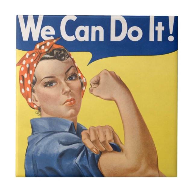 Classic Girl Power Empowerment Pop Art Print Ceramic Tile (Front)