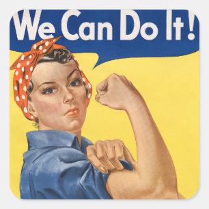 Classic Girl Power Empowerment Pop Art Print Square Sticker