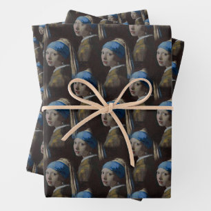 Classic Girl With a Pearl Earring Cross Stitch Art Wrapping Paper Sheets