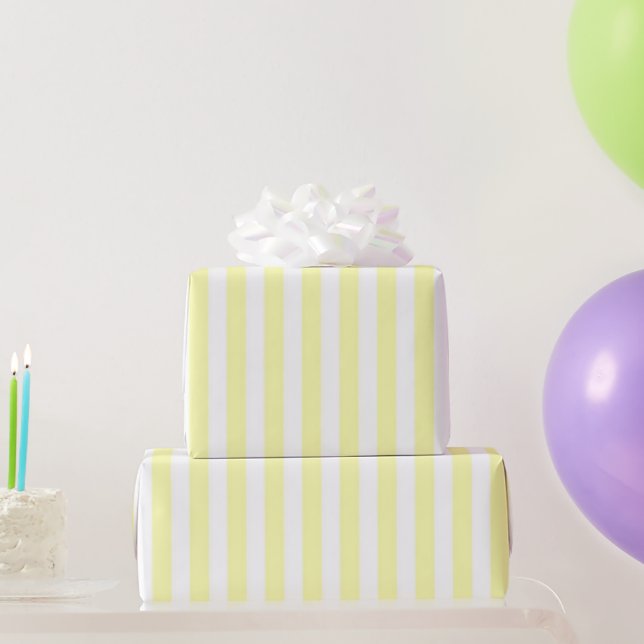 Classic Girly Pastel Yellow Stripe Pattern Spring  Wrapping Paper (Party Gifts)