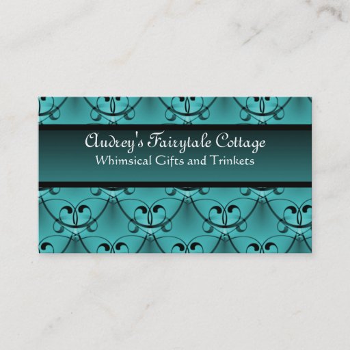 Customizable Classic Glam Business Card, Bold Teal