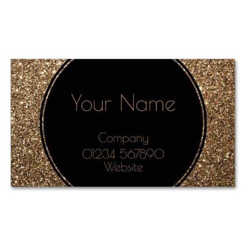 Classic Glamour Gatsby Black and Gold Glitter Business Card Magnet