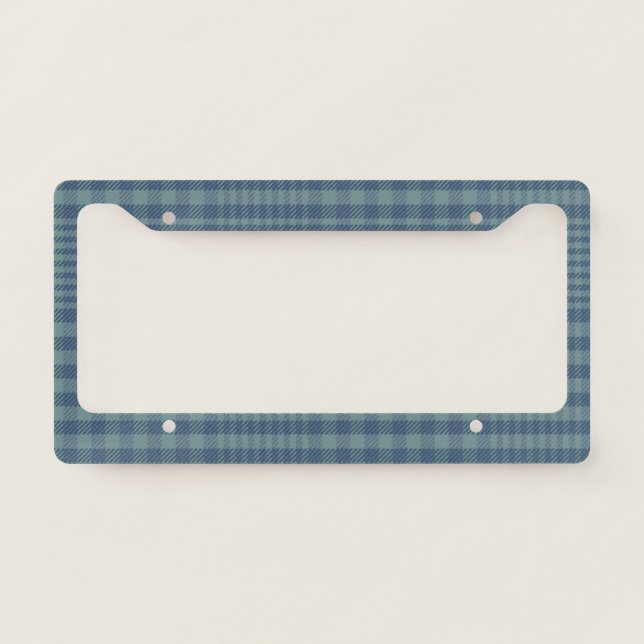 Classic Glen Plaid Pattern Unisex Gray Blue  License Plate Frame (Front)