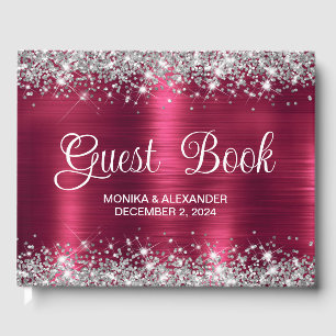 Classic Glittery Burgundy Foil Wedding Guest Book