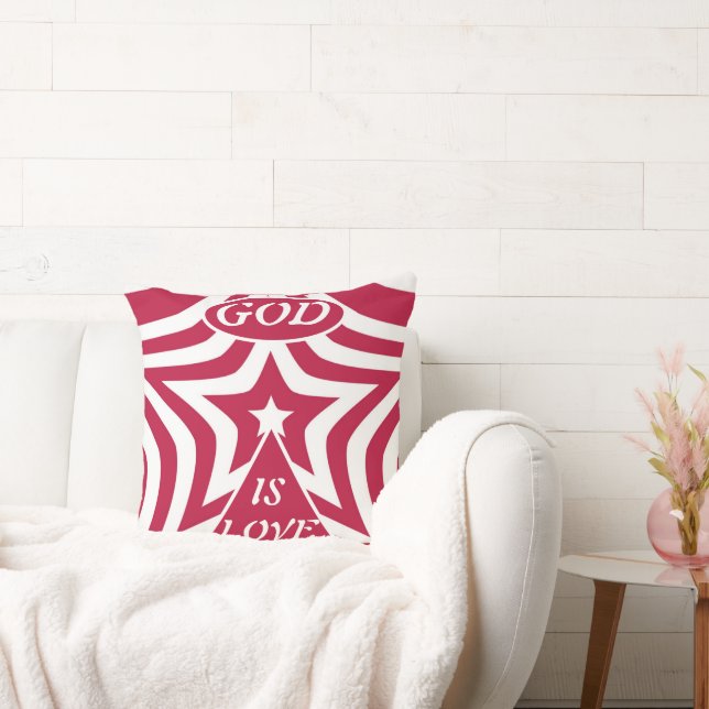 Classic God Is Love Star Red & White - Christian Throw Pillow (Couch)